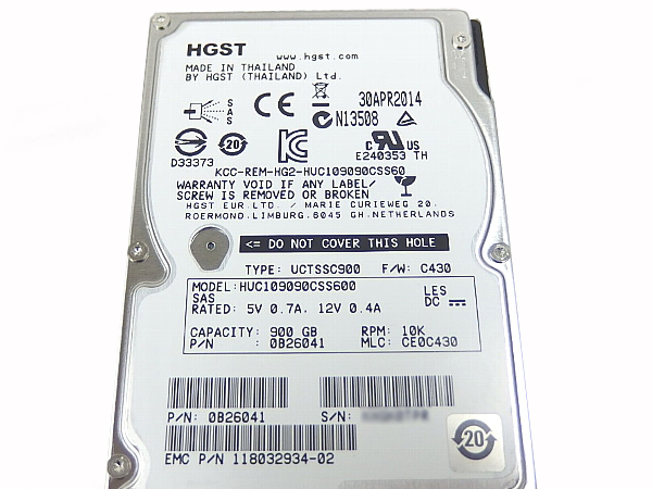 ■5個入荷 HGST HUC109090CSS600 HDD 900GB 2.5インチ SAS10K 2,000円即決 何個買っても送料一律370円！_画像3