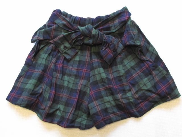 *tricolour* лента имеется дизайн юбка-брюки * прекрасный товар в клетку зеленый / темно-синий / оттенок красного юбка-клеш 