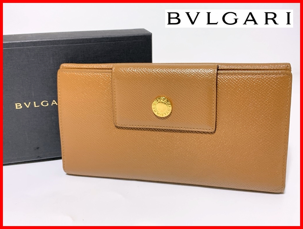 即決 BVLGARI ブルガリ 三つ折り 財布 茶 箱付 ウォレット レディース メンズ jts1_画像1