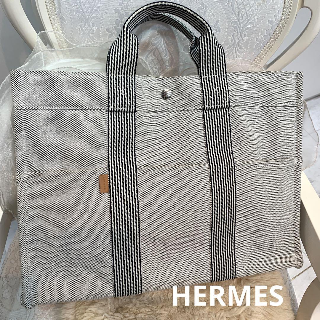 ☆超美品☆HERMES ニューフールトゥMM トートバッグ グレー_画像1