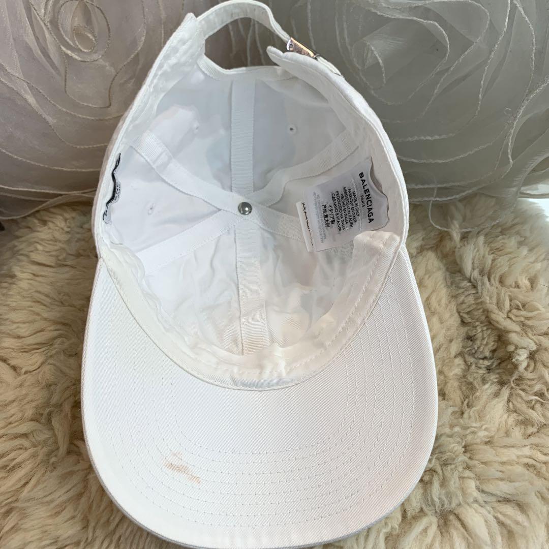 BALENCIAGA ロゴ キャップ 帽子 コットン ホワイト Lサイズ 58