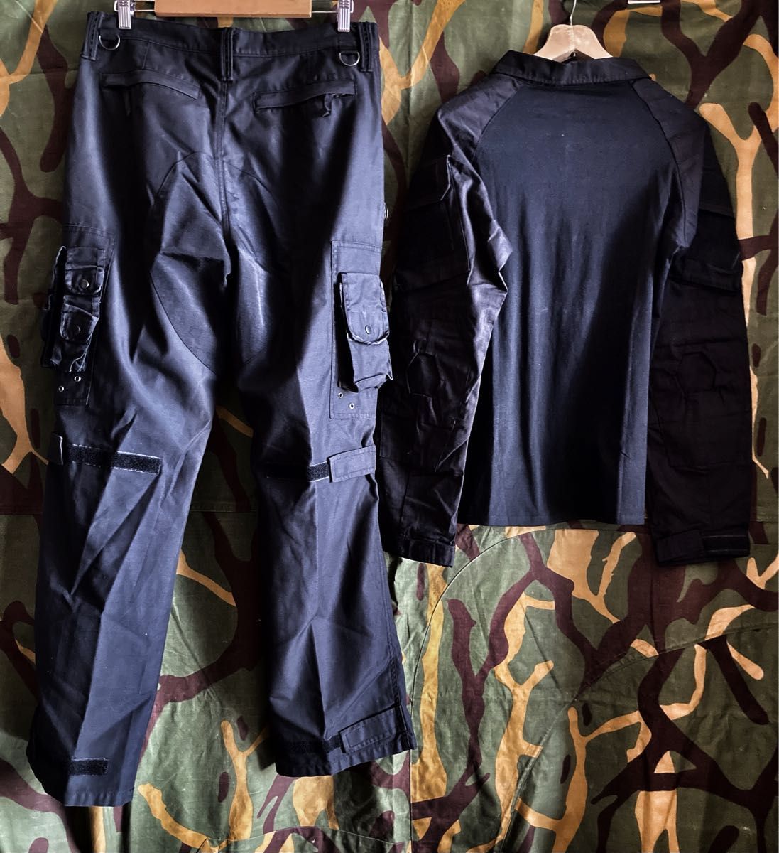 BLACKコンシャツ+コンバットパンツ 黒戦闘服上下 2XL