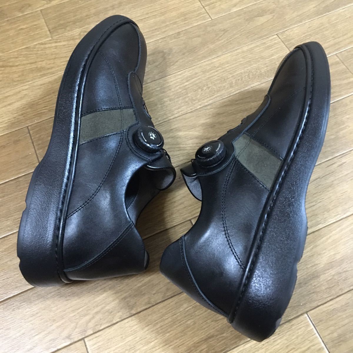 * beautiful goods ho ntoni camel HONTONIRAKUDA dial type men's cow leather walking shoes sneakers 24.5cm 4E business shoes black black 