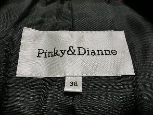 Pinky&Dianne　ピンキー＆ダイアン　ツイード　ベルテッド　チェスターコート　ブラック　３８_画像4