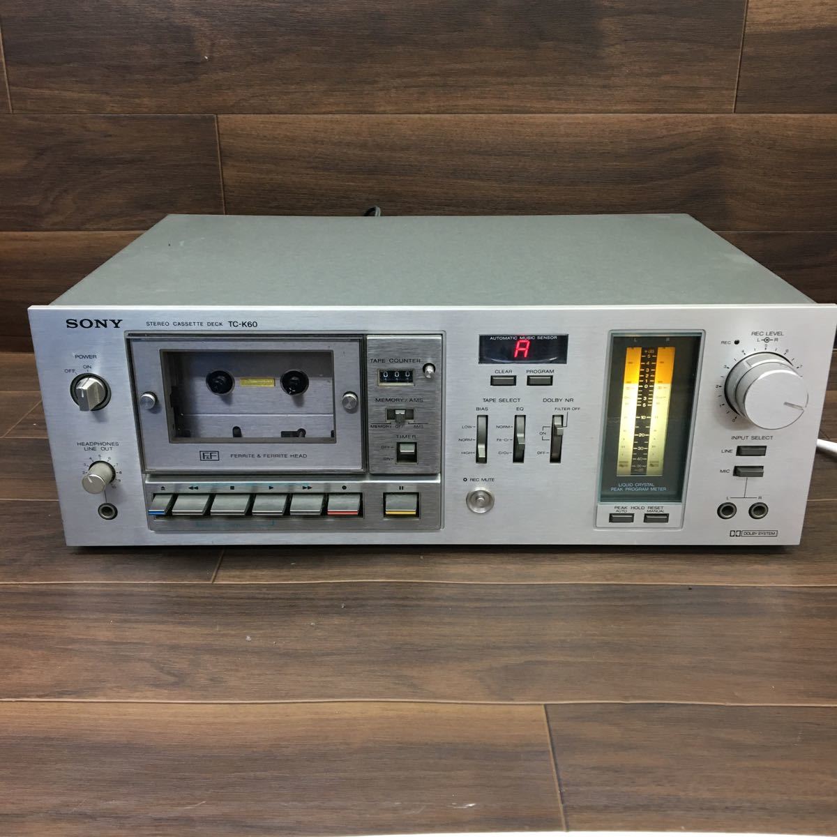 B-300 SONY ソニー ステレオカセットデッキ TC-K60 オーディオ機器 グレー 通電確認済み_画像1
