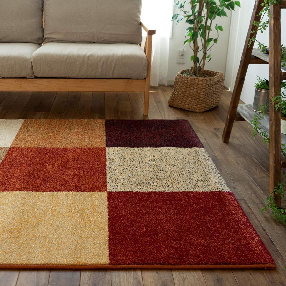 ■■カーペット ラグ ベルギー 絨毯 おしゃれ パッチワークデザイン ウィルトン織り 約200×200cm 2畳 マルチカラー