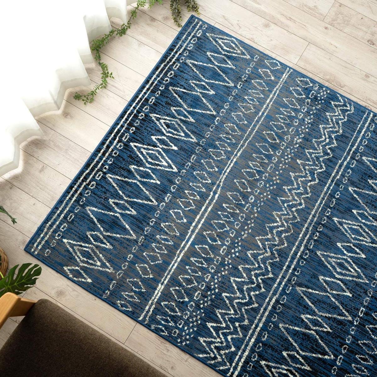■■カーペット ラグ マット 絨毯 ベルギー ウィルトン織り 手書き風 ラインデザイン おしゃれ 約200×250cm 3畳 ジーンズ