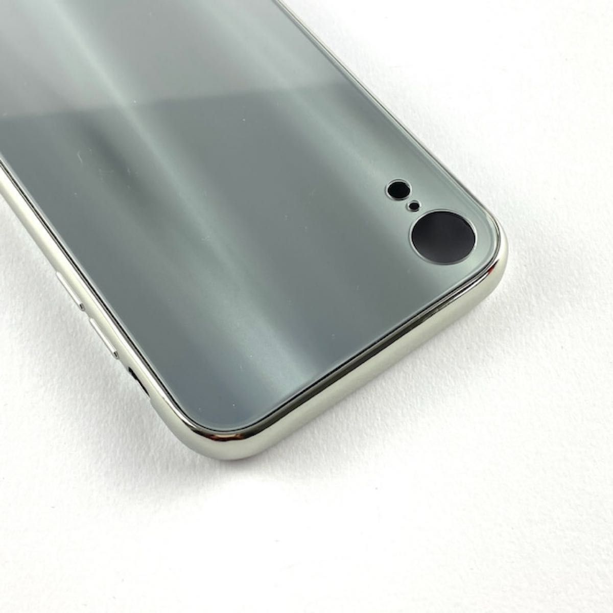 新品 iPhone XR 背面ガラスシェルケース「SHELL GLASS PREMIUM」 シルバー