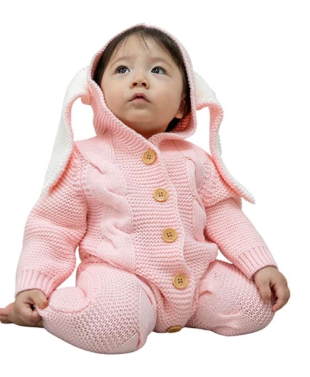 ベビー服 ロンパース 新生児 女の子 長袖 オールインワン 赤ちゃん ピンク　うさ耳　かわいい
