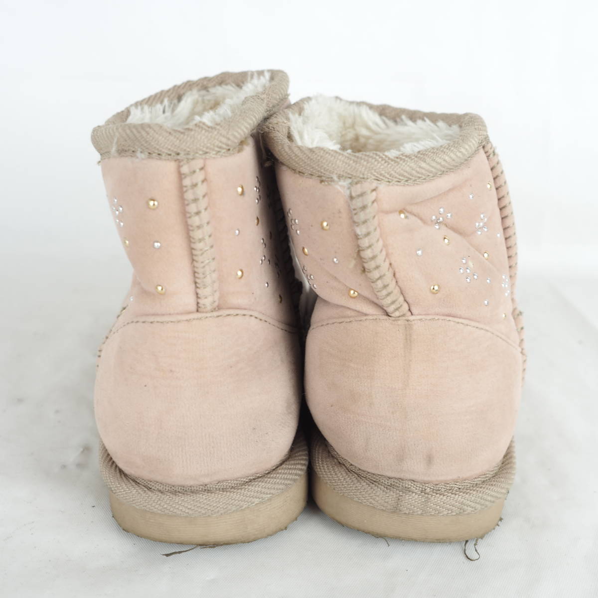 EB3866* детский  мутон  ботинки *18cm* розовый  бежевый 
