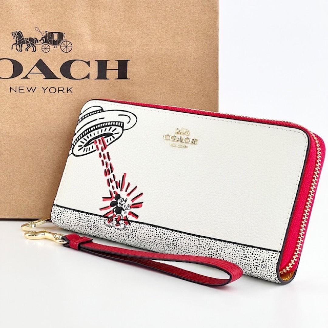 新品 COACH コーチ 長財布 ディズニー ミッキーマウス キースヘリング C7800 IMCAH 財布 未使用 コラボ商品 レザー