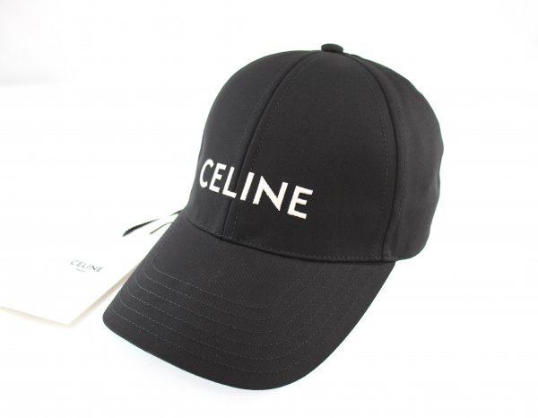 ◆ 未使用品 CELINE / セリーヌ キャップ 刺 ベースボールキャップ 帽子 コットン 高級 ブラック系 表記サイズ：M 142114の画像1