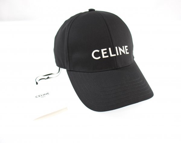 ◆ 未使用品 CELINE / セリーヌ キャップ 刺 ベースボールキャップ 帽子 コットン 高級 ブラック系 表記サイズ：M 142114の画像3