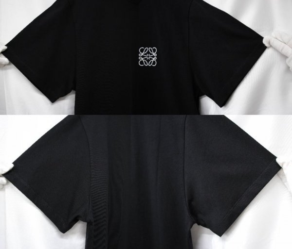 ◆ 未使用 LOEWE / ロエベ Ｔシャツ 半袖 アナグラム クルーネック ロゴ刺 ブラック 表記サイズ：L 142104