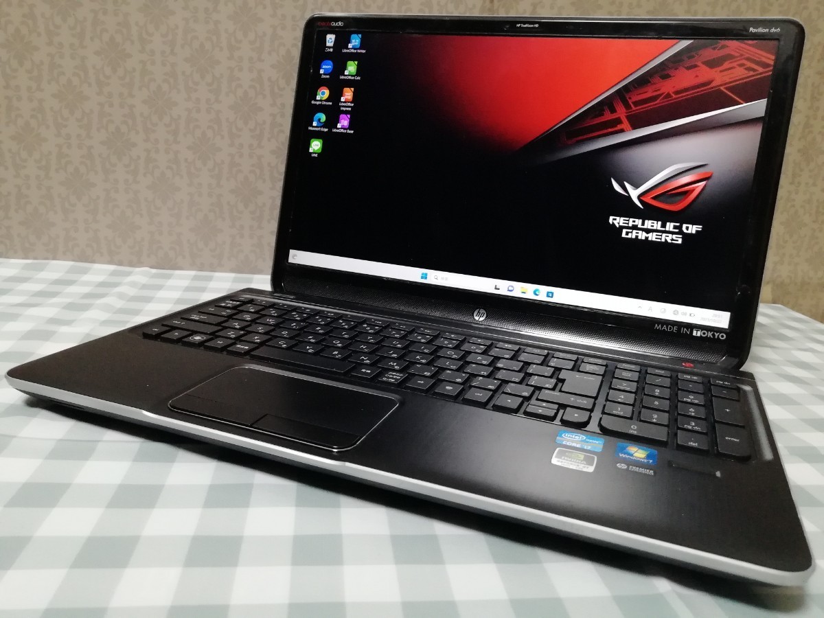 ◎限定一台！ゲーミングノートPC 最新OS Pavilion dv6メモリ8GB 256GB SSD 4コア Core i7 GT650M 15.6インチFULLHD Bru-ray Office 充電器_画像1