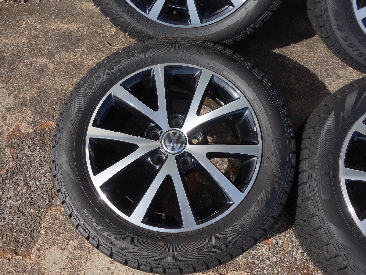 VW フォルクスワーゲン トゥーラン 純正ホイール 205/55R16 PIRELLI ピレリ ICE ASIMMETRICO PLUS 4本セット 16×6.5J 5穴 ET+50 PCD112_画像4