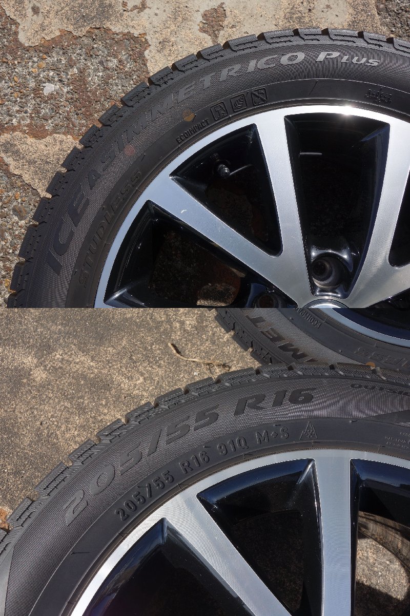 VW フォルクスワーゲン トゥーラン 純正ホイール 205/55R16 PIRELLI ピレリ ICE ASIMMETRICO PLUS 4本セット 16×6.5J 5穴 ET+50 PCD112_画像6