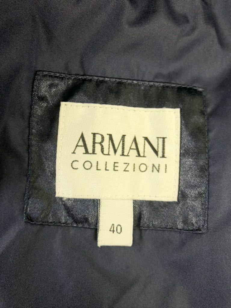 ARMANI COLLEZIONI アルマーニ　レディース　ネイビー　ベルベット切り替え　ダウンジャケット アウター　上着　40表記_画像5