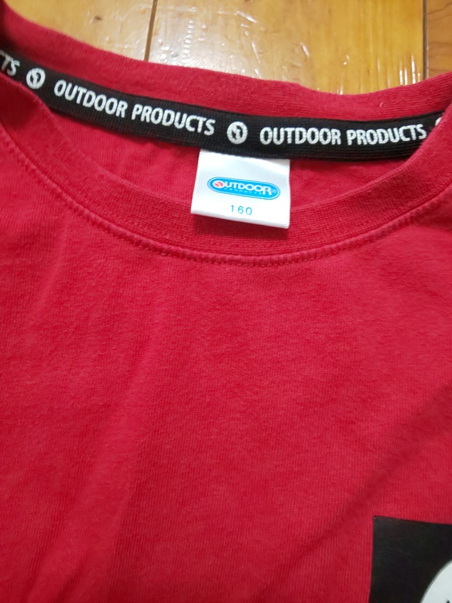 OUTDOOR PRODUCTS 長袖 160 長袖カットソー 長袖Tシャツ カットソー Tシャツ アウトドア 赤 黒 レッド ブラック_画像3