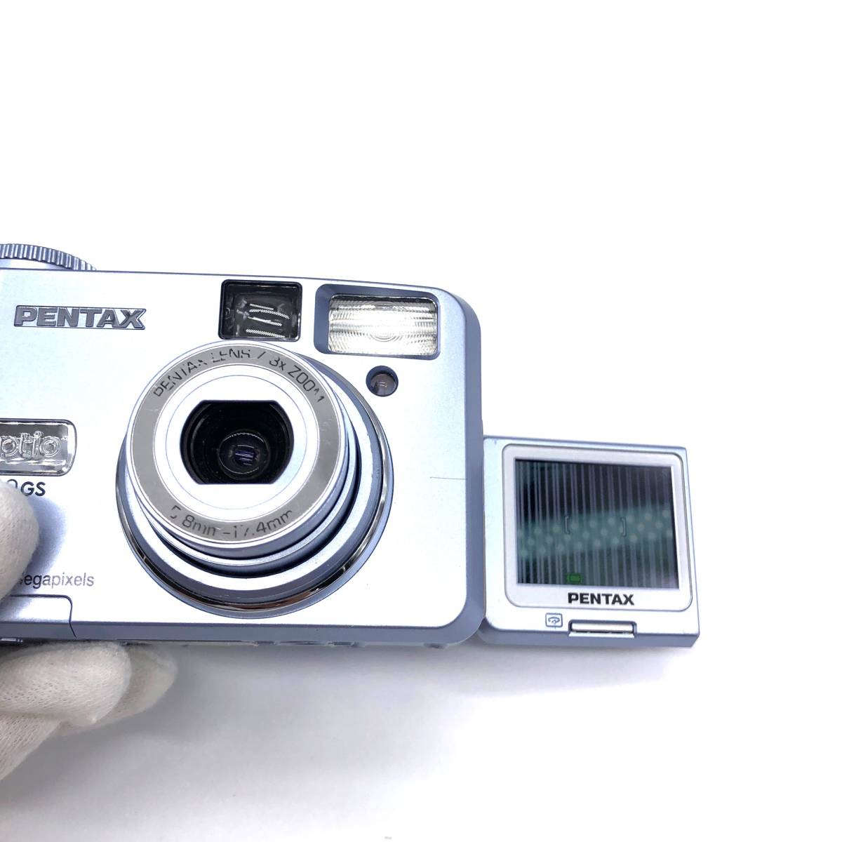 【中古美品】PENTAX ペンタックス Optio オプティオ 330GS デジタルカメラ 単3電池 通電確認 簡易動作確認済（管9627）_画像8