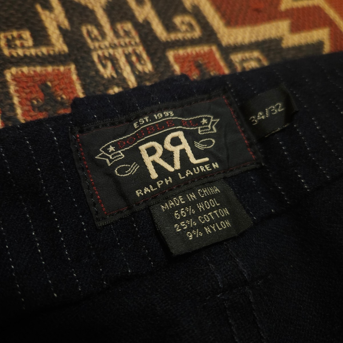 【名作】 RRL Western Stripe Trouser 【34×32】 ウエスタン ストライプ トラウザー ウォバッシュ ウール ジョニー・デップ Ralph Lauren_画像4