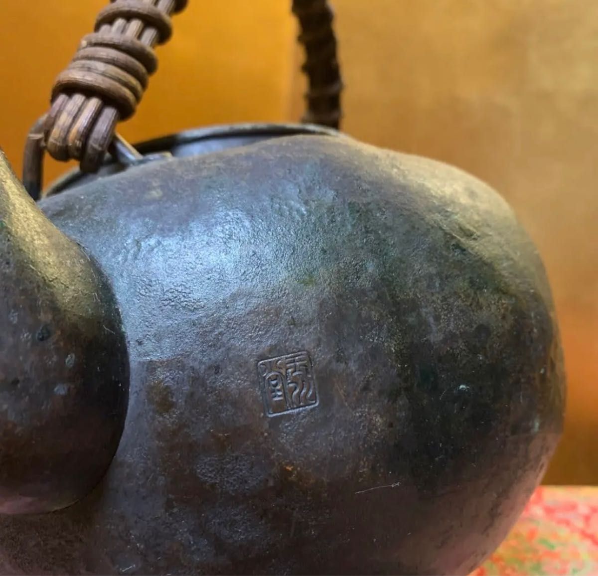 古作 玉川堂 草蔓提手 銅瓶 水注 煎茶道具 重量計637g