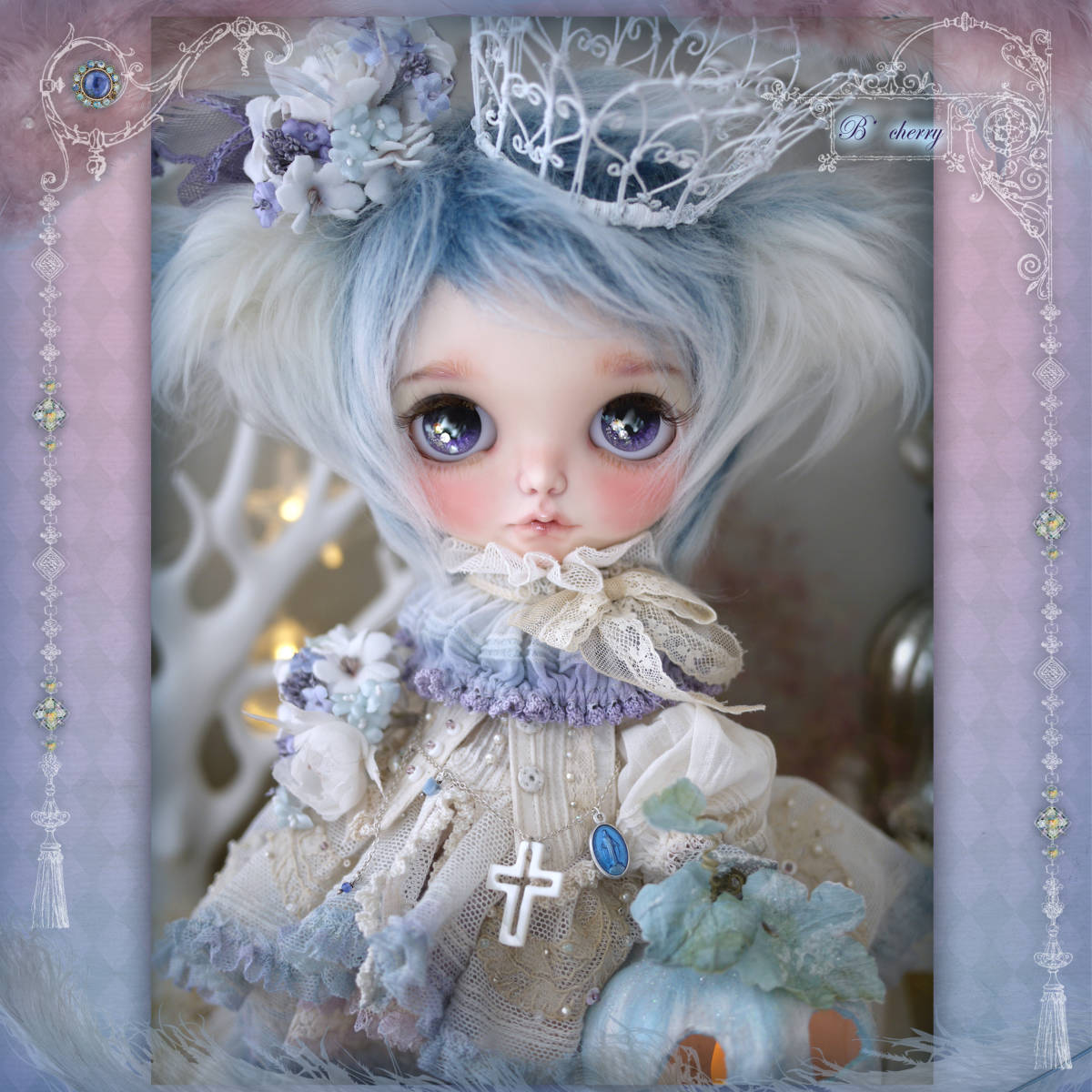 ** B\x26#39;cherry ** Custom Blythe * ..冰藍色萬聖節狼坤.. * 原文:**B’cherry** カスタムブライス *.。アイスブルー色のハロウィンウルフくん .。*　