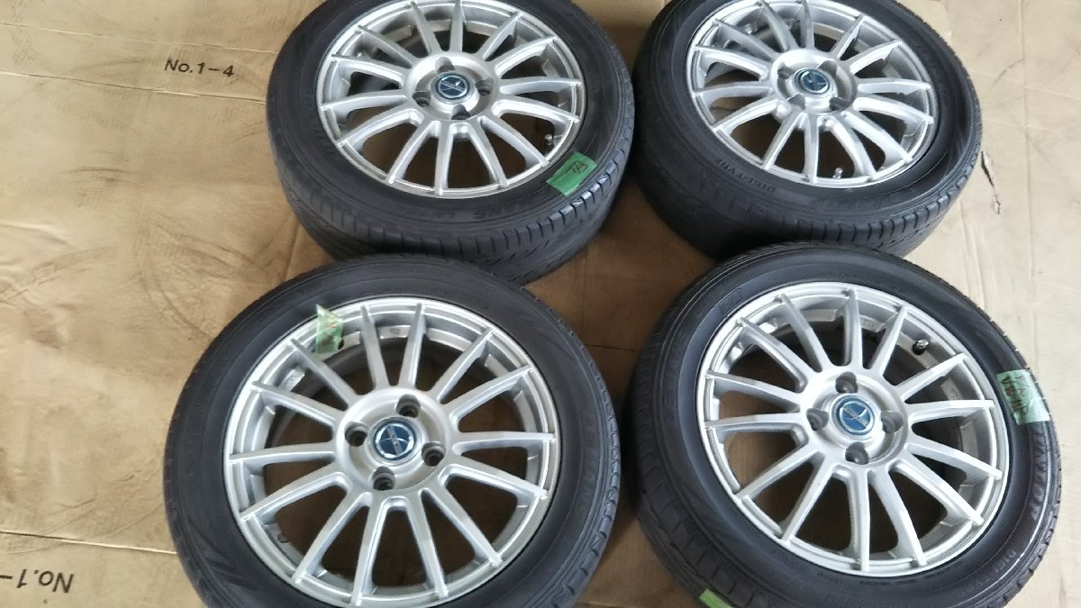 ★名古屋発 中古★再値下げ【引取りOK】185/55R15 ダンロップ ルマンLM704 WEDS BLUENESS 5.5Jx15 4/100 40 VW UP！ 装着セット品_画像1