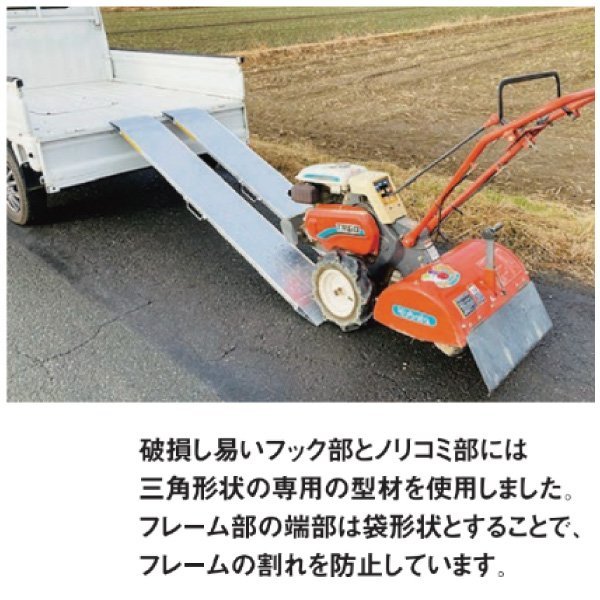 0.2t 2本セット 有効幅244 全長1800 SGN-180-25-0.2TN ツメ形状 昭和ブリッジ アルミブリッジ ラダー はしご 耕うん機 管理機_画像3