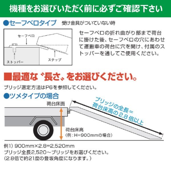 3.0t 2本セット 有効幅400 全長2850 GP-285-40-3.0S セーフベロ ツメ形状 昭和ブリッジ アルミブリッジ ラダー はしご 農機 建機_画像6