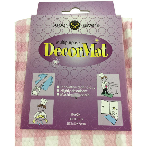 sale!!![ new goods ] multi mat *2 sheets set( check pink & flower green )* tag attaching / unopened goods * kitchen mat / kitchen Cross / bath mat 
