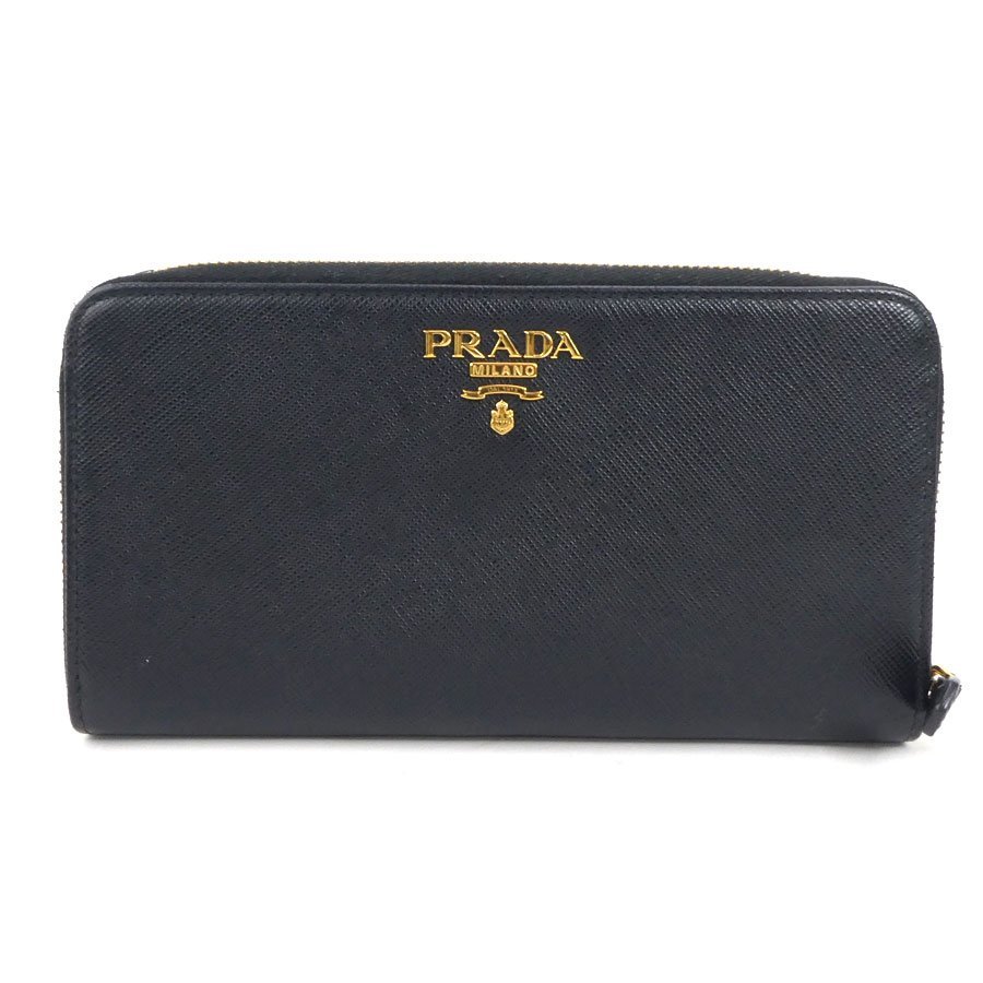 プラダ PRADA 二つ折り長財布 レザー ブラック h29815k