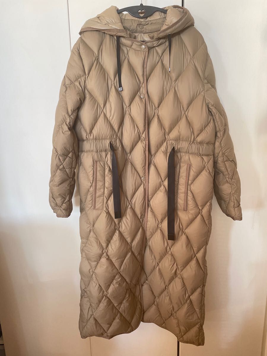 即日配送】zara ザラ ベージュキルティング ロングダウンコート 即日配送】zara ザラ ベージュキルティング ロングダウンコート