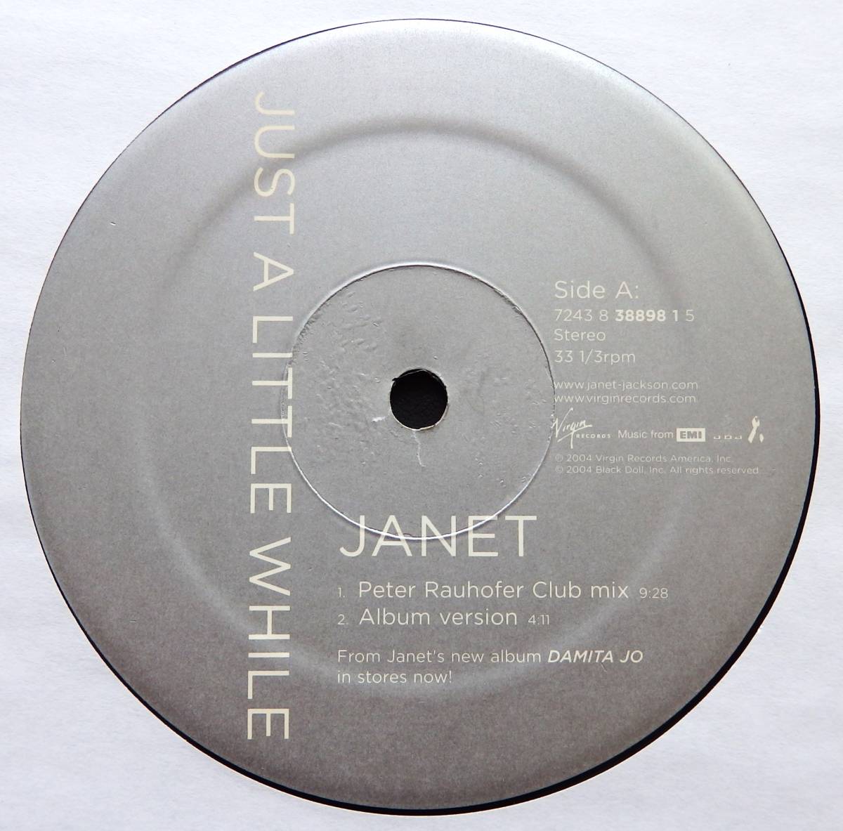 【2004年USプレス12”EP/オリジナル＋リミックス/即決盤】JANET / Just A Little While_画像3