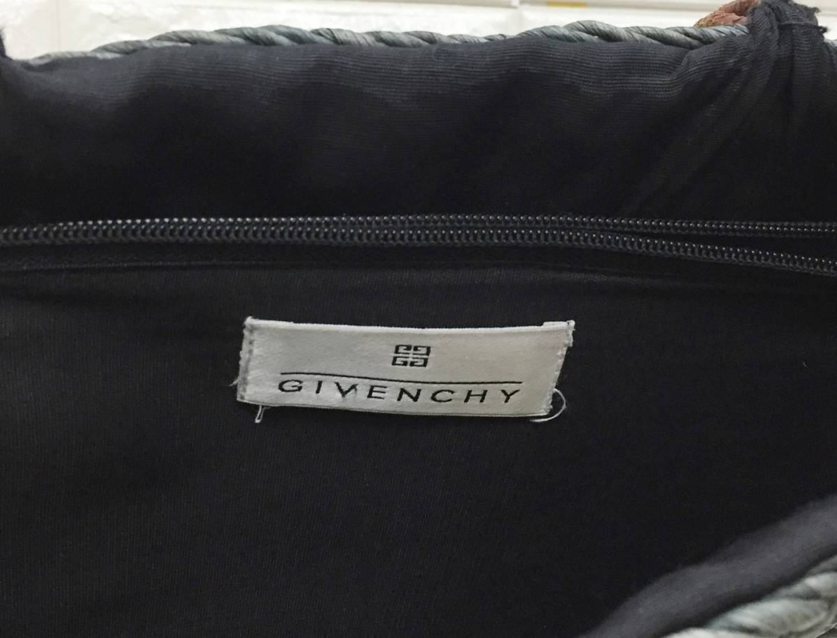 no17210 GIVENCHY ジバンシー レザー ストロー ショルダー トート 籠 バッグ_画像9