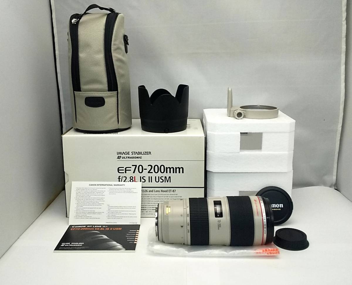 【美品】 レンズ　Canon　IMAGE STABILIZER　ULTRASONIC　EF　70-200mm F2.8L IS II USM + ケース + フード　/　キャノンのサムネイル