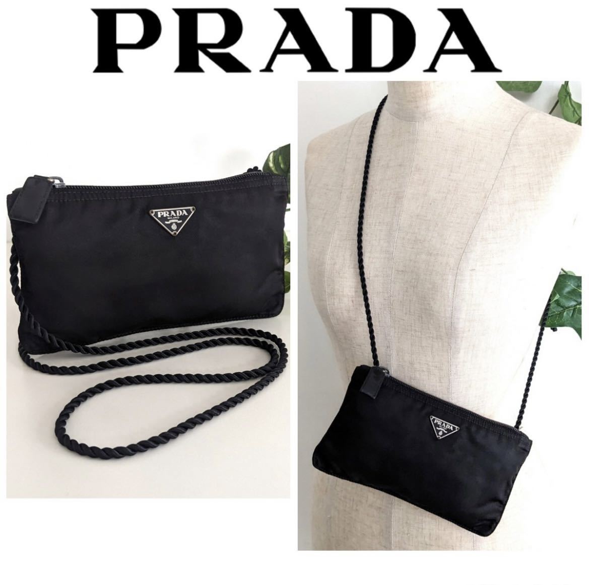 PRADA プラダ ナイロン サコッシュ　ポシェット　斜めがけ　黒　ブラック　シルバー　美品　ショルダー　ミニ_画像1