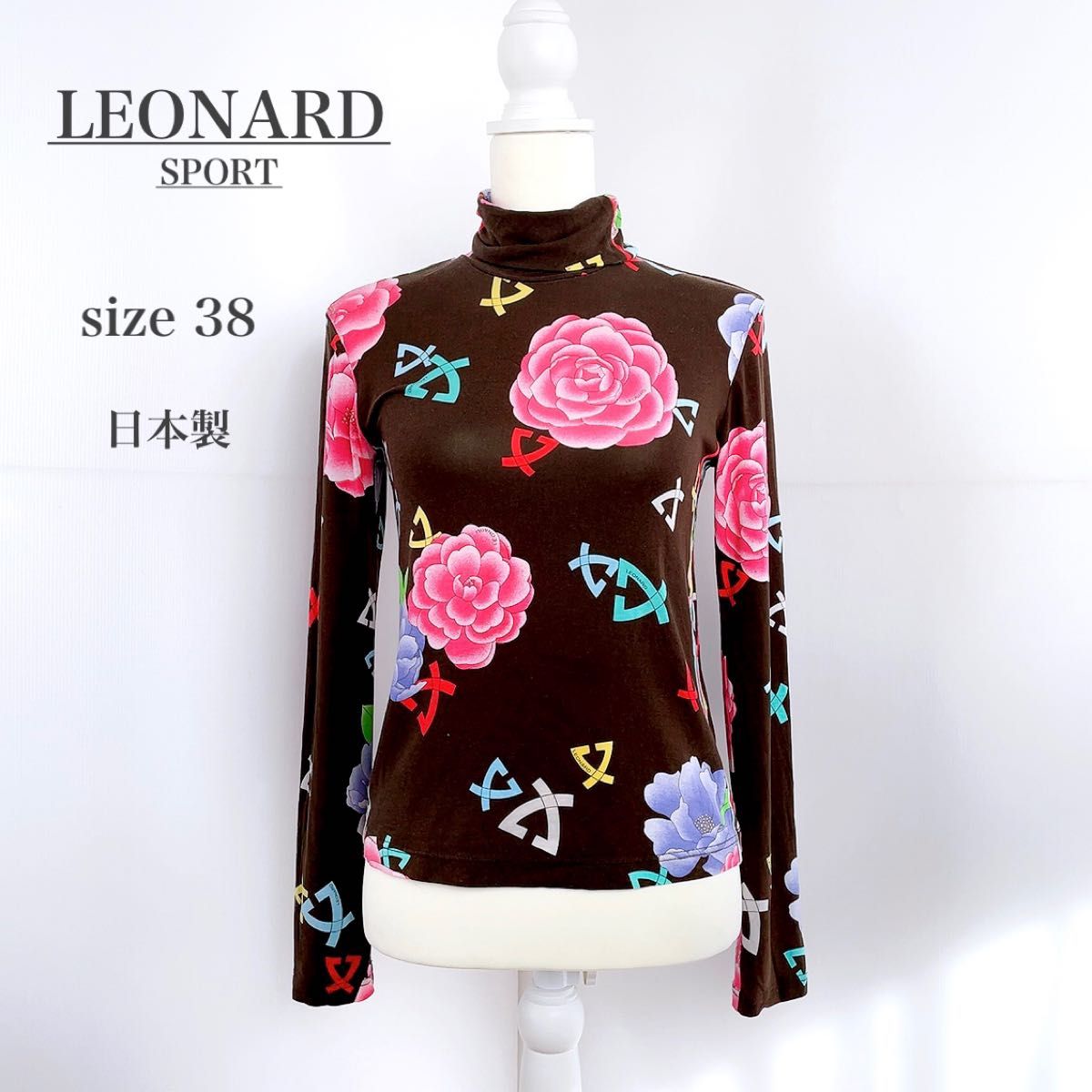 LEONARD レオナール  M カットソー トップス 長袖 花柄 ロゴ