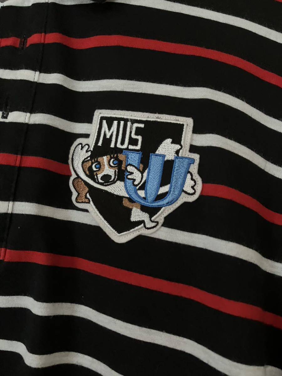 MUスポーツ　M・U Sports メンズL サイズ50ボーダー黒赤デニム縞ブラック犬柄ミエコウエサコ_画像3