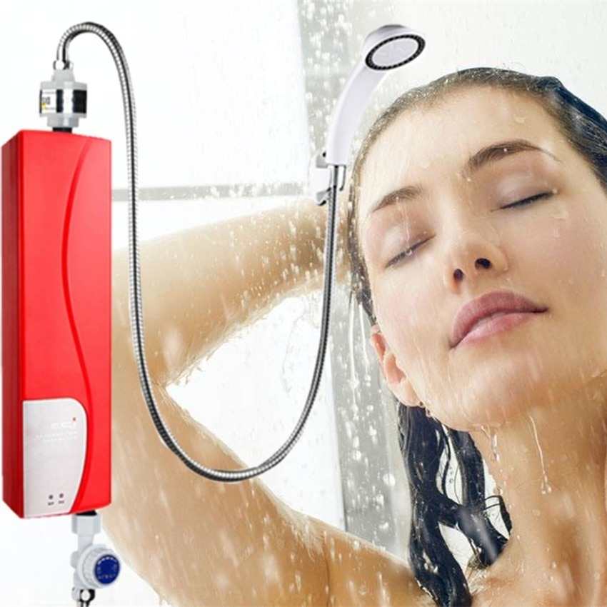 DMWD 3000W 瞬間湯沸かし器 壁付け シャワー 電気キッチン給湯器 温水ヒーター浴室用シンクシャワータンクレス レッド R051_画像4