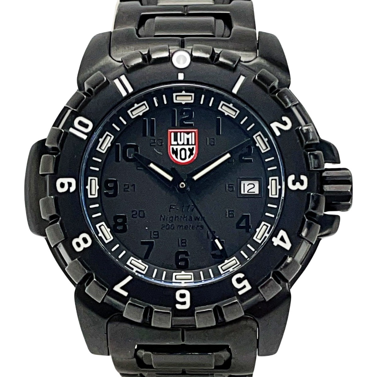 ☆☆ LUMINOX ルミノックス F117 ナイトホーク 6400シリーズ ブラック クォーツ メンズ 腕時計 箱・取説有 やや傷や汚れあり_画像1