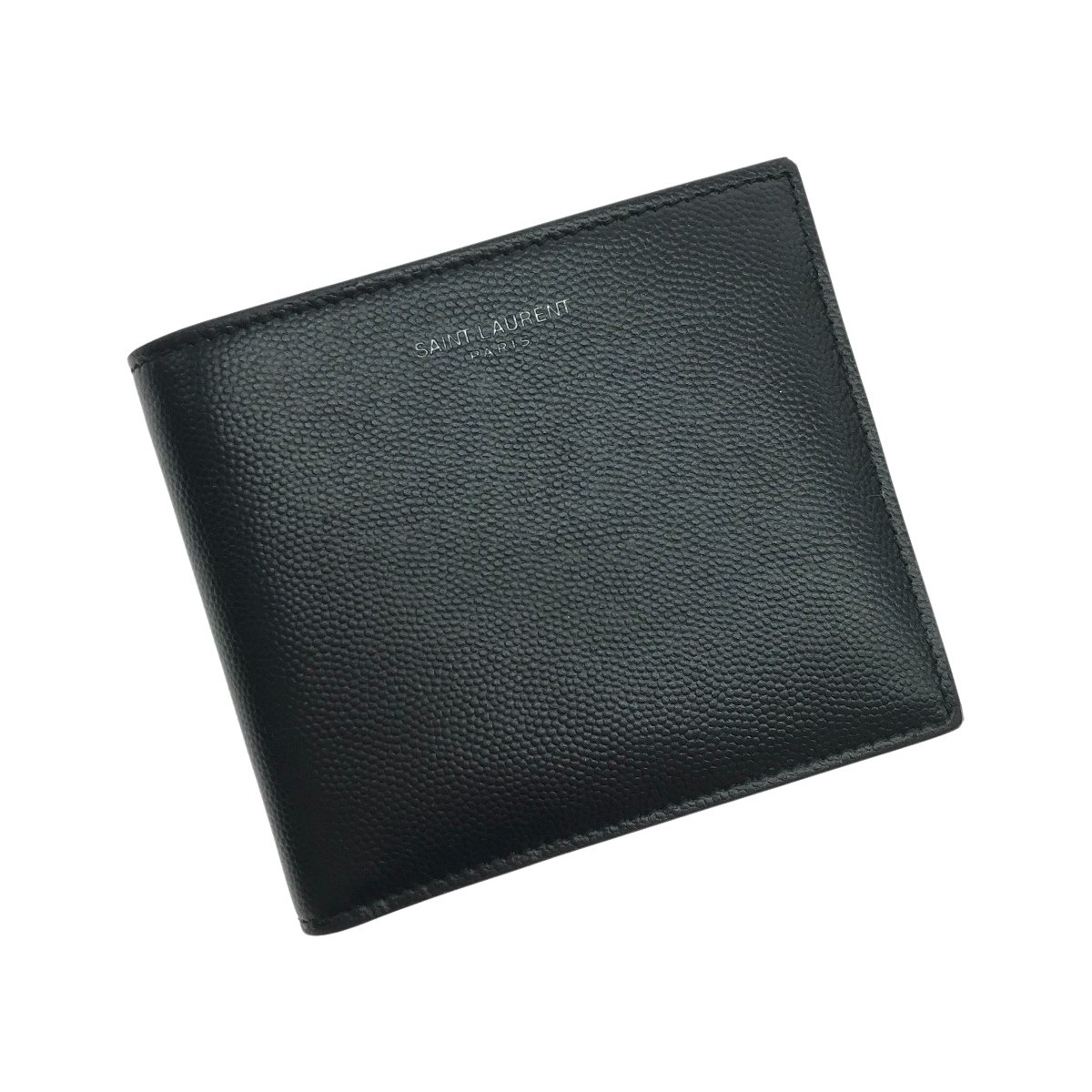 $$ Yves Saint Laurent サンローラン 二つ折り財布 ブラック やや傷や汚れあり