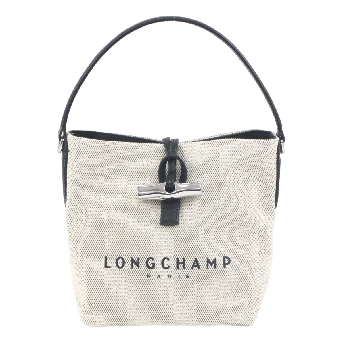$$ Longchamp ロンシャン ハンドバッグ ストラップ付 10159HSG 037 ECRU(エクリュ) やや傷や汚れあり