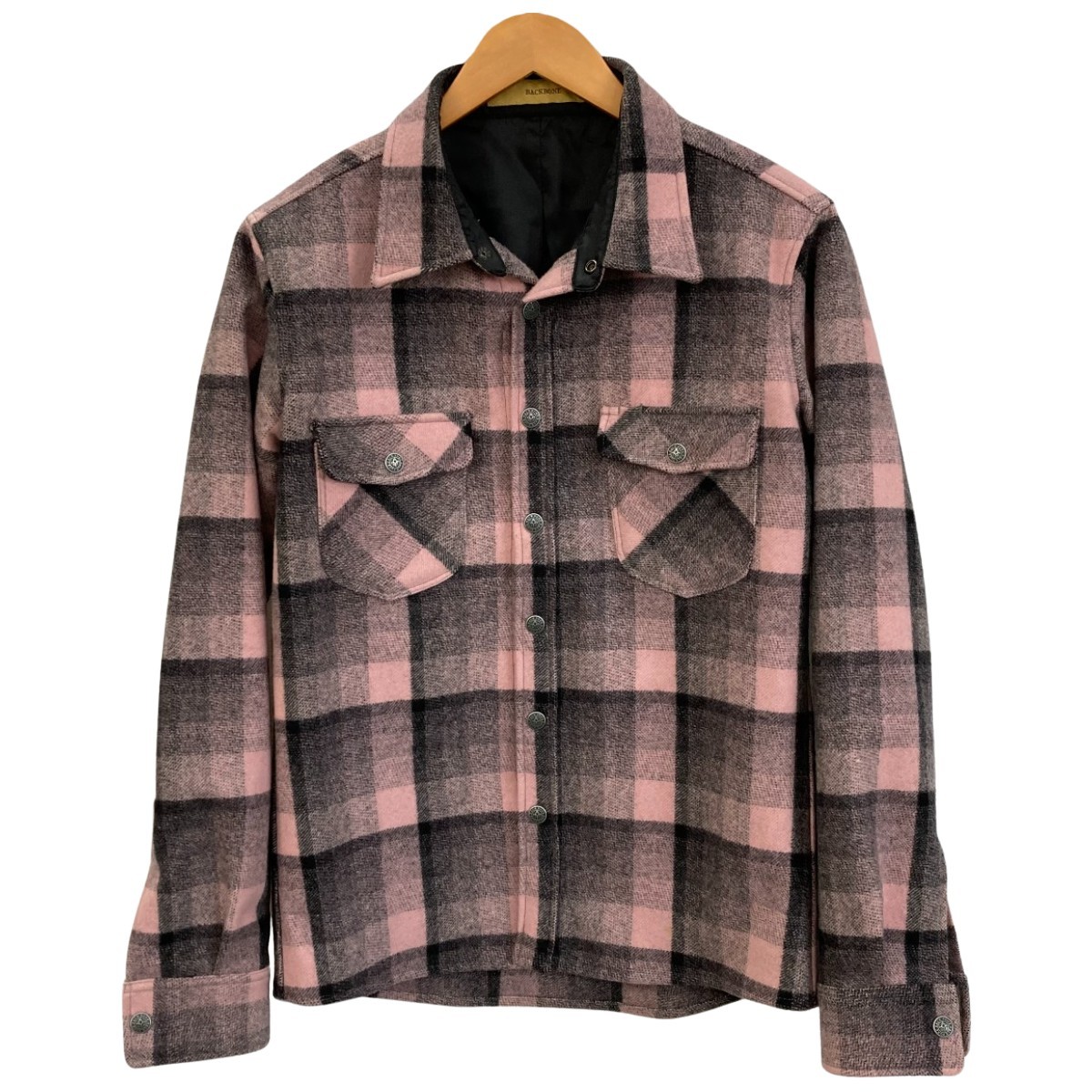 ☆☆ BACK BONE バックボーン ネルシャツ チェック柄 サイズ L メンズ BB13W-S100M ピンク×ブラック やや傷や汚れあり
