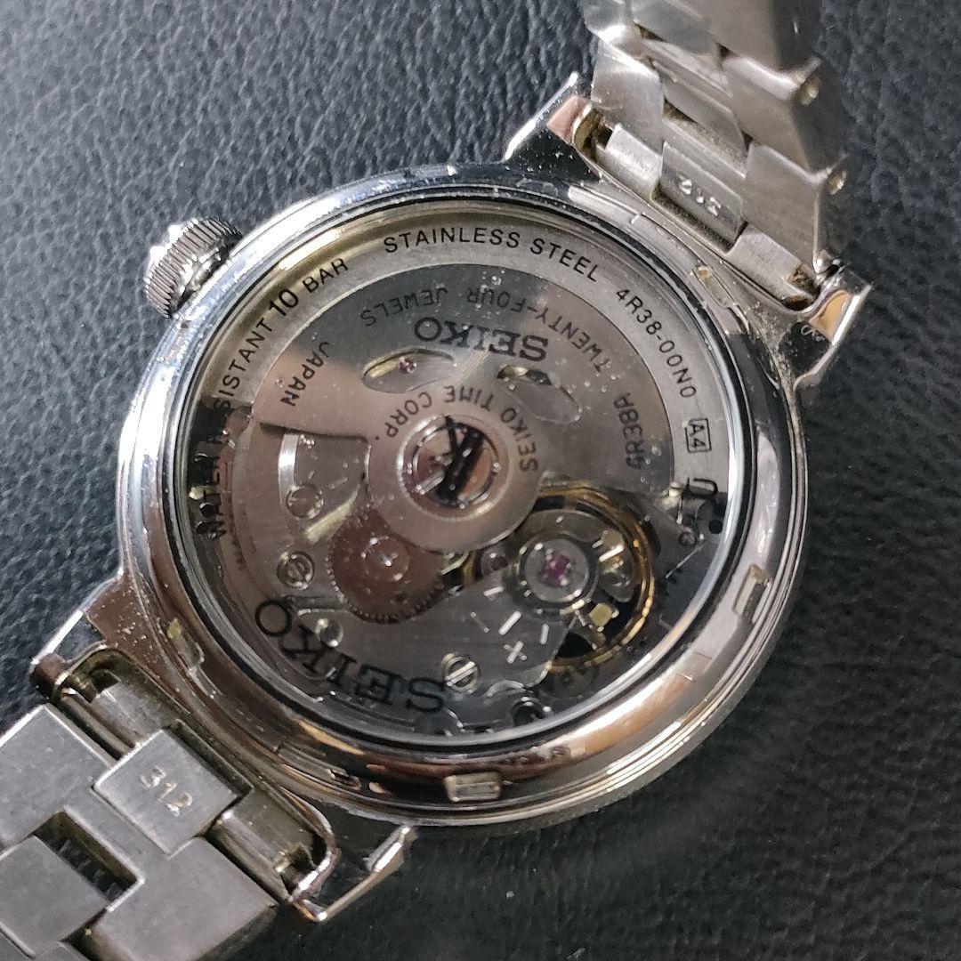 極美品【稼働品】SEIKO　セイコールキア　4R38　ホワイト　シルバー　自動巻