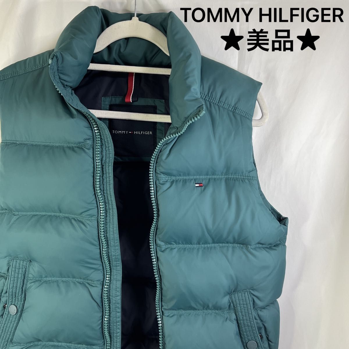 美品 TOMMY HILFIGER トミーヒルフィガー ダウンベスト ロゴ刺繍 Yahoo 