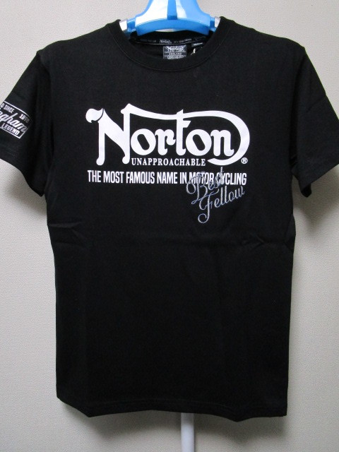 新品！Norton 半袖Ｔシャツ・Ｍ・黒／ブラック（ノートンモーターサイクル吸水速乾プリントステッチ英国バイクメーカーオートバイウエア）_画像4