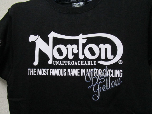 新品！Norton 半袖Ｔシャツ・Ｍ・黒／ブラック（ノートンモーターサイクル吸水速乾プリントステッチ英国バイクメーカーオートバイウエア）_画像5