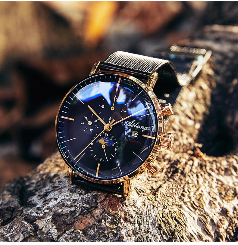 【日本未発売品】最落なし【AILANG】最新モデル 腕時計 Men's Diesel Minimalist ローズゴールド 自動巻 オマージュwatch