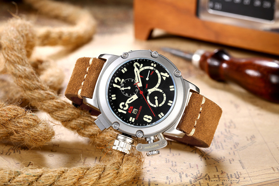 【PAULAREIS】最新モデル 腕時計 ユーボート オマージュ シルバーブラックレッド 自動巻き ROLEXオマージュ